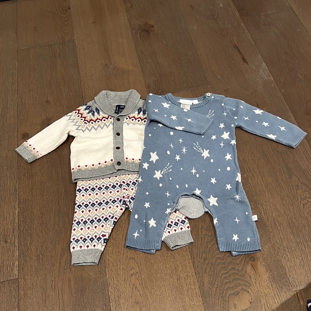 Sweater set from Janie and Jack and one one piece sweater from elegant baby